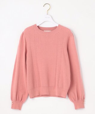 ANY SIS 【CICA加工】ケーブルポイント ニット サーモンピンク