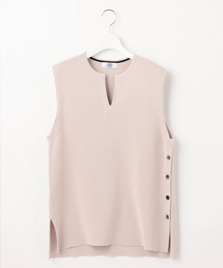 J.PRESS LADIES 【洗える】COTTON ACETATE キーネック ニット ベスト ライトグレー系