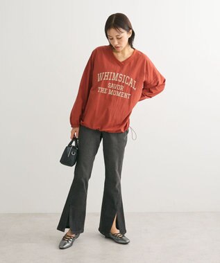 Green Parks ・ＳＵＧＡＲ　ＳＰＯＯＮ　デニムスリットフレアパンツ Black