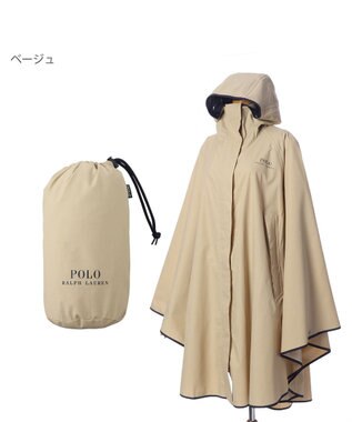 MOONBAT POLO RALPH LAURENRL パイピングレインポンチョ 無地 75デニール 収納袋付き ベージュ