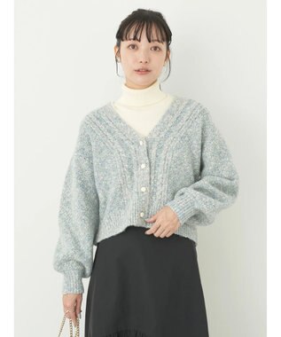earth music&ecology ラメスラブニットカーディガン Sax