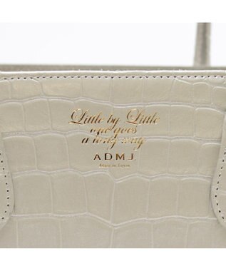 A.D.M.J. 【牛革】クロコダイル型押しトート32cm(Dカン付) ホワイトパール