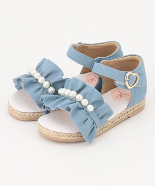 ANY KIDS パール フリル サンダル デニムブルー