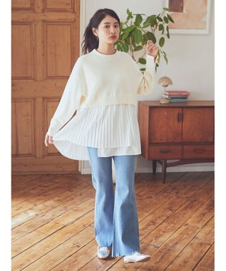 earth music&ecology プリーツヘムドッキングチュニック Ivory