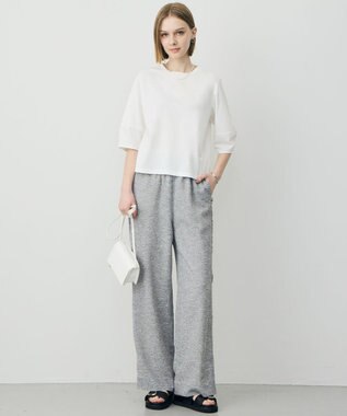 ICB L シャツジーナプレーディング ランタンスリーブカットソー オフホワイト