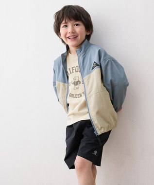 ANY KIDS スタンドカラー ウインドブレーカー ブルー×グレー