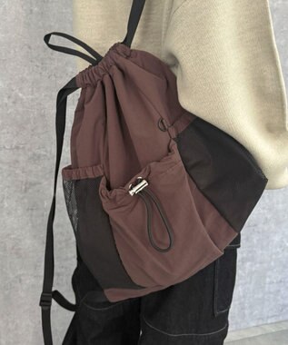 WEGO 【ユニセックス着用ITEM】メッシュポケットナップサック ブラウン