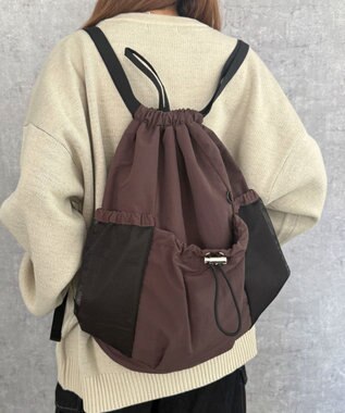 WEGO 【ユニセックス着用ITEM】メッシュポケットナップサック ブラウン