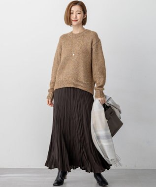 23区 S 【洗える】クラッシュ プリーツ ジョーゼット スカート ダークブラウン系