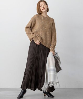 23区 S 【洗える】クラッシュ プリーツ ジョーゼット スカート ダークブラウン系