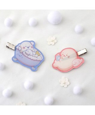 Mother garden しろたん アクリル前髪クリップ 2個セット《お風呂＆読書》 ピンク（淡）