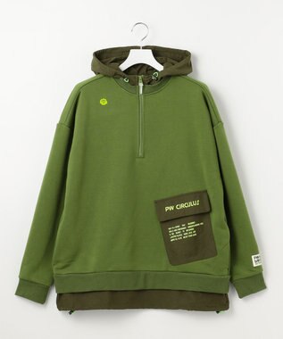 PW CIRCULUS 【MEN】裏毛ジップアップフーディ カーキ系