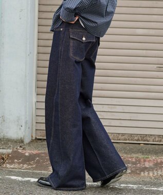 WEGO 【ユニセックス着用ITEM】カバーフィットフラップデニムパンツ デニムインディゴ