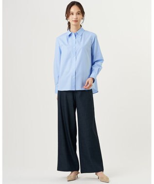 J.PRESS LADIES セルロース デニム ワイドパンツ インディゴ系