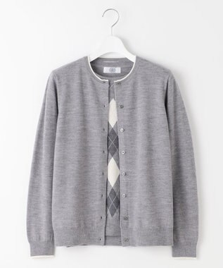 J.PRESS LADIES L 【洗える】アーガイル ツイン ニット ライトグレー系