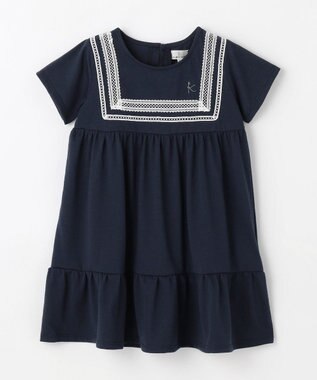 組曲 KIDS 【UVカット】【110-140㎝】セーラーレース ワンピース ネイビー