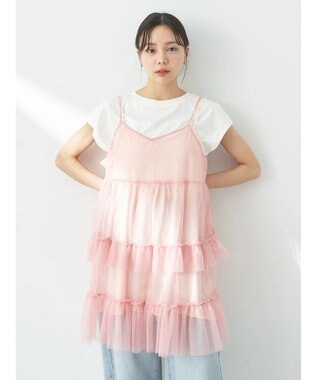 earth music&ecology チュールミニキャミワンピース Pink