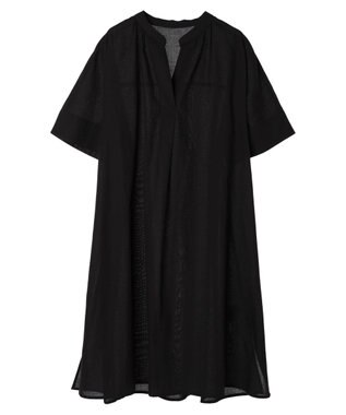 Green Parks 綿麻混スキッパーミニワンピース Black