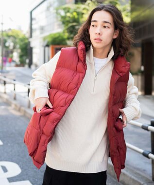 WEGO カラーナイロンパテッドベスト ワイン