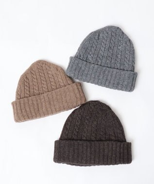 WHITE MAILS 【UNISEX】WOOL PAPER DOUBLE KNIT ケーブルビーニー チャコールグレー