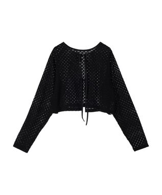 Green Parks ・ＥＬＥＮＣＡＲＥ　ＤＵＥ　２ｗａｙメッシュカーディガン Black