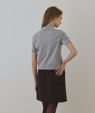 GRACE CONTINENTAL バイカラーポロニットトップ グレー
