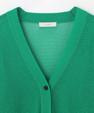 ANY L メッシュＶネックニットカーディガン グリーン