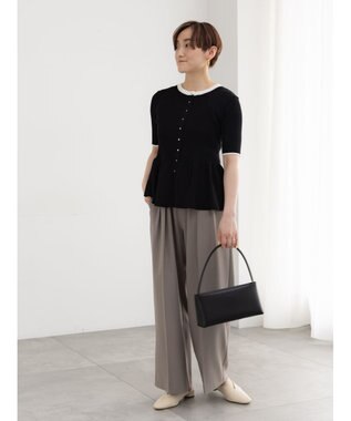 Te chichi ペプラムハーフスリーブニット ブラック