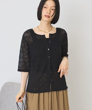 AMERICAN HOLIC レース5分袖カーディガン Black