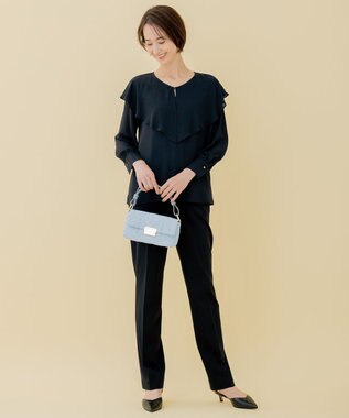 自由区 L 【洗える】WASHABLEPONTE テーパードパンツ ネイビー系