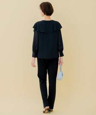 自由区 L 【洗える】WASHABLEPONTE テーパードパンツ ネイビー系