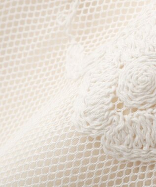 YECCA VECCA フラワー柄刺繍メッシュスカート Ivory