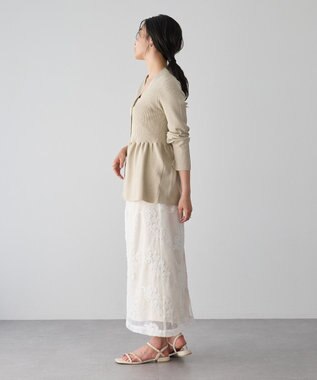 YECCA VECCA フラワー柄刺繍メッシュスカート Ivory