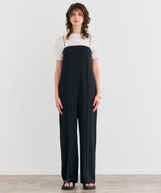 BEIGE， 【洗える】PHILOX / ハイストレッチベアトップオールインワン Black