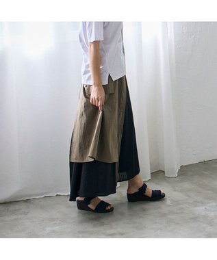 MODE ET JACOMO <D'ICI>ストレッチクロスウェッジサンダル ネイビー