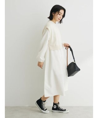 Green Parks ＳＥＴ２点　ニットベスト＋シャツワンピース Off White