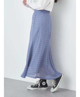 earth music&ecology カットレースフレアスカート Blue