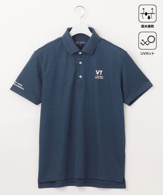 23区GOLF 【MEN】【吸水速乾/UVケア】ＹＥＬＬ柄ジャガード ポロシャツ ネイビー系