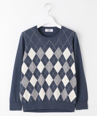 J.PRESS LADIES 【洗える】アーガイル ツイン ニット ブルーグレー系