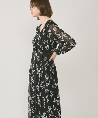GRACE CONTINENTAL コスメフロッキープリントワンピース ブラック