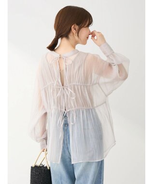 Green Parks ・ＥＬＥＮＣＡＲＥ　ＤＵＥ　シアーバックリボンチュニック Gray Beige