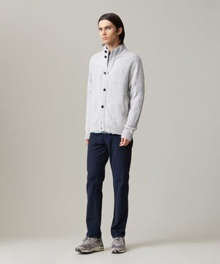J.PRESS MEN 【KING SIZE】【Cash Lamb’s Wool】ハイネックケーブルカーディガンニット ライトグレー系