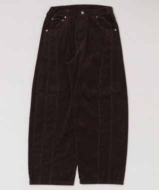 WEGO イージー3Dバレルレッグコーデュロイパンツ ダークブラウン