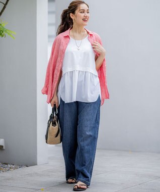 23区 L 【Lサイズ限定/好評につき新色追加】ナチュラルコットンベア タンクトップ ホワイト系