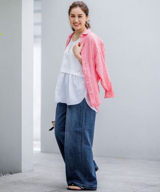 23区 L 【Lサイズ限定/好評につき新色追加】ナチュラルコットンベア タンクトップ ホワイト系