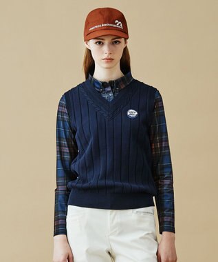 23区GOLF 【WOMEN】コットンアクリル ニットベスト ネイビー系