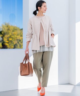 組曲 L 【フード取り外し可】2WAYショート丈ライトアウター ベージュ系