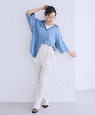 earth music&ecology マルチウェイペイズリーレース Ivory