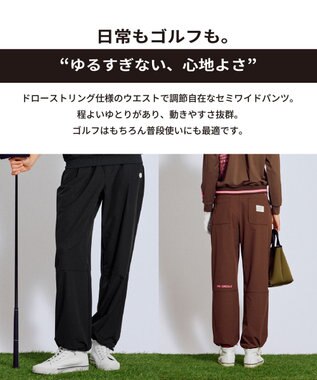 PW CIRCULUS 【ストレッチ素材】【WOMEN】セミワイド イージーパンツ ゴルフウェア レディース ブラック系