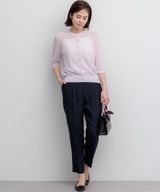 組曲 ライトリネンライクテーパード パンツ ネイビー系